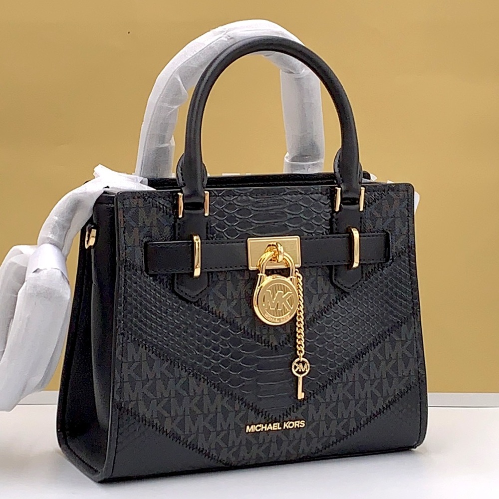 Michael Kors Hamilton Small Satchel Shoulder Crossbody Bag Black Multi N… - Picture 2 of 15
